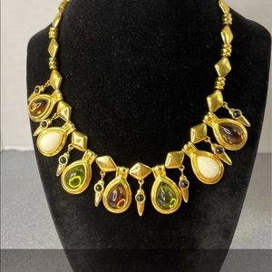 Monet 1980s Gripoix Couture Gold Plated Necklace